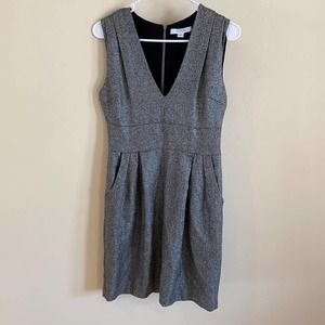 Adam Lippes‎ Metallic Silver Textured Mini Dress with pockets Size: 2